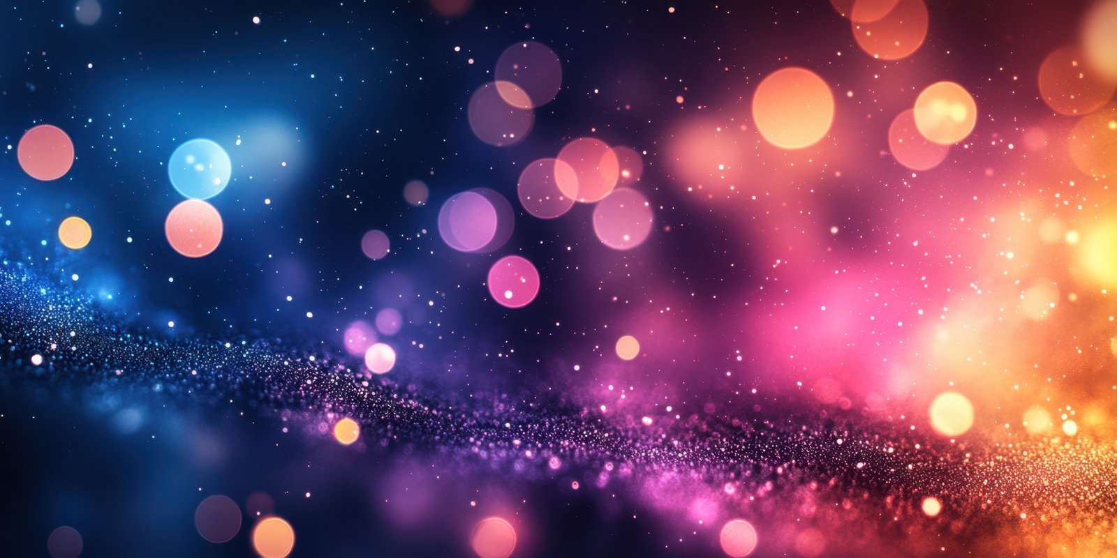 Colorful bokeh lights create a dreamy atmosphere in a vibrant gradient background during evening hours